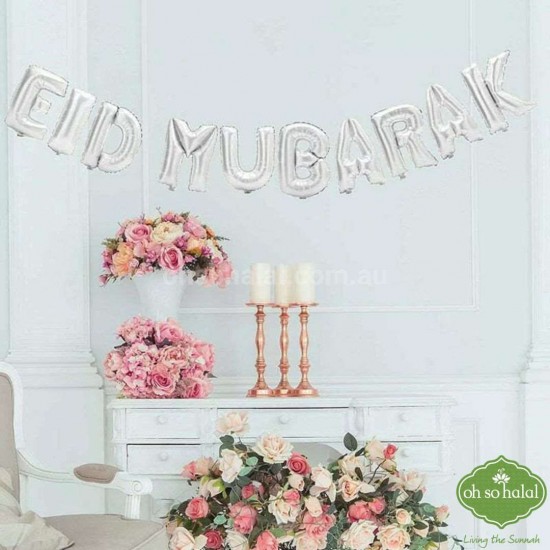 Eid Mubarak Silver Foil Balloons